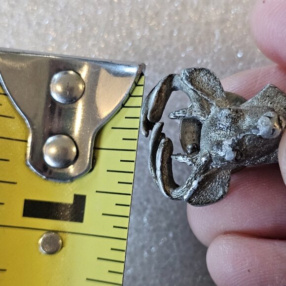 VTG Fine Pewter Whitetail Deer Hat Lapel Brooch Pin by GG Harris 80s 3D Buck - Picture 9 of 9